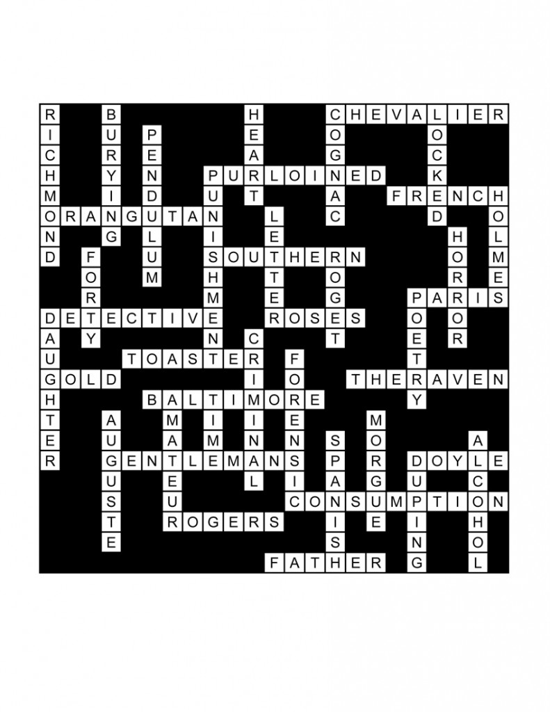 Edgar Allan Poe Crossword Puzzle Solution Millie Mack #39 s Blog